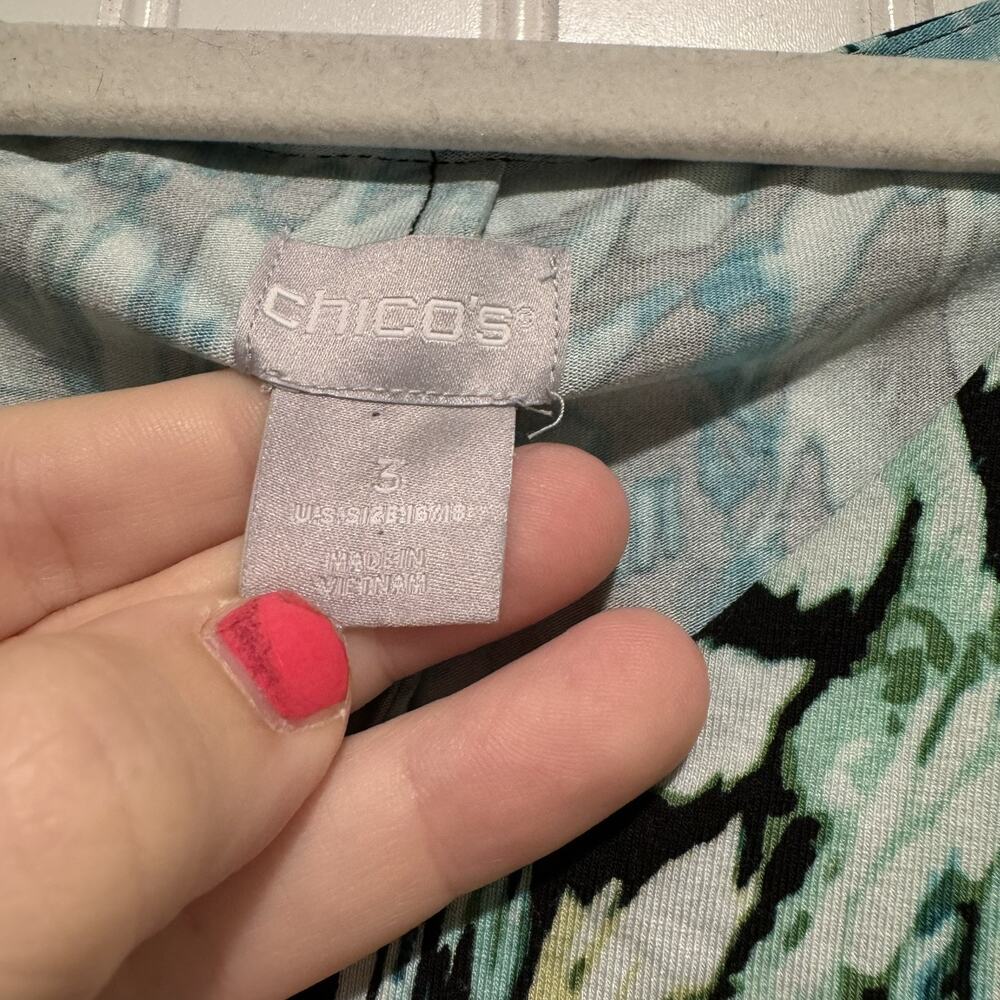 Chicos Layered Tank Dress Teal Black Size XL 16/18 - Picture 4 of 7